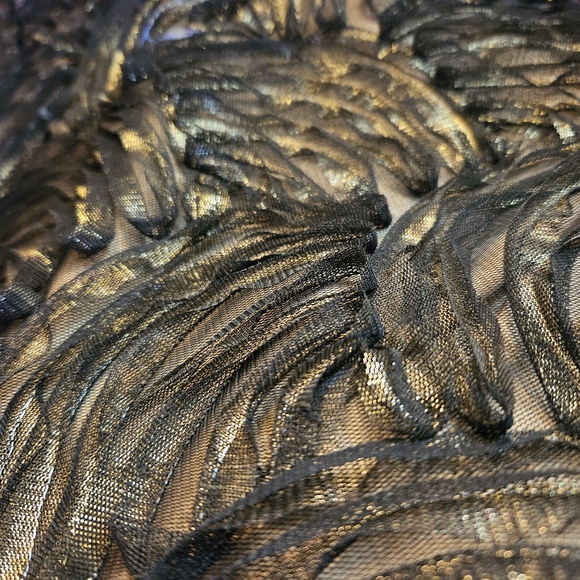 Tadashi Shoji Floral Black Gold Midi Cocktail Dress Size 6 - Picture 12 of 13